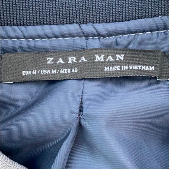❤️ Zara Man Grey Jacket with Navy Lining Size Medium NWOT - Picture 6 of 8